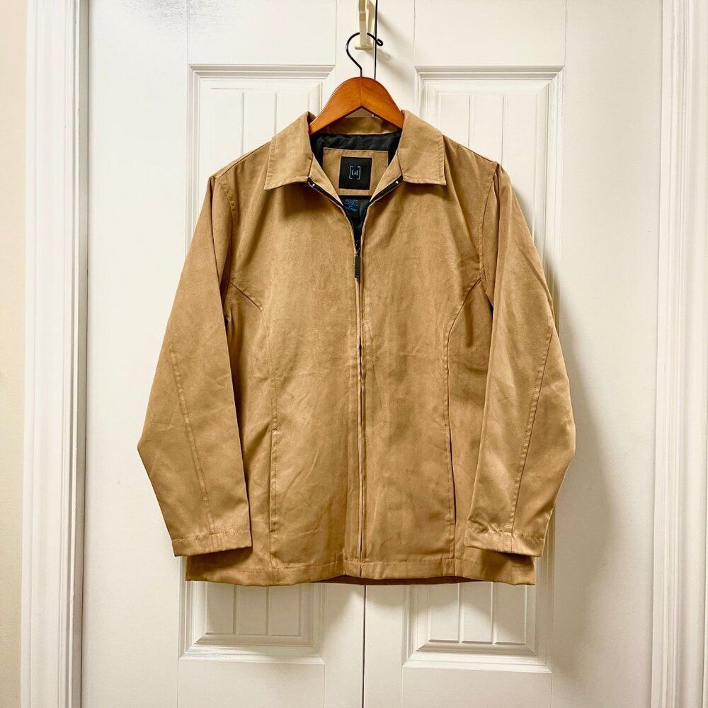 Vintage Oversized Faux Suede Jacket Tan – S